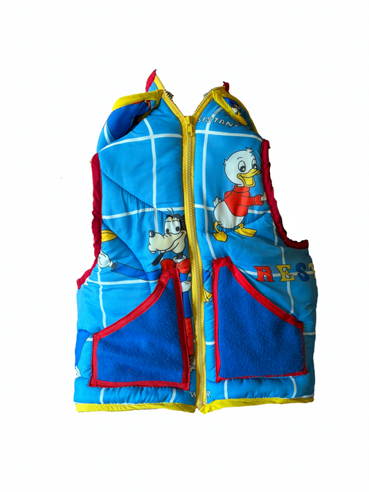 Vintage 1960s Disney Quilted zip up hooded vest / Age: 6-7