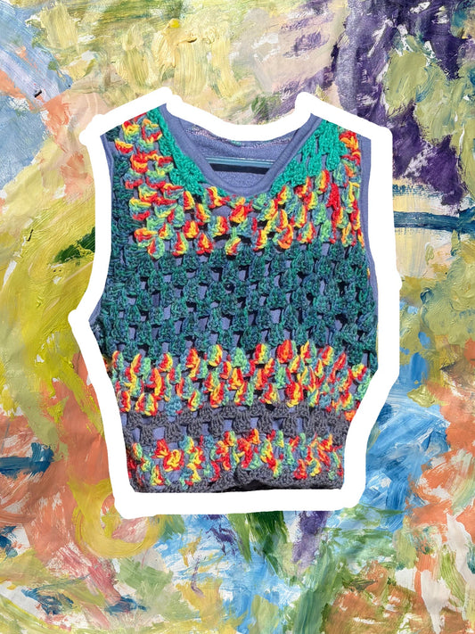 Vintage handmade crotchet blanket sweater vest / Age: 6