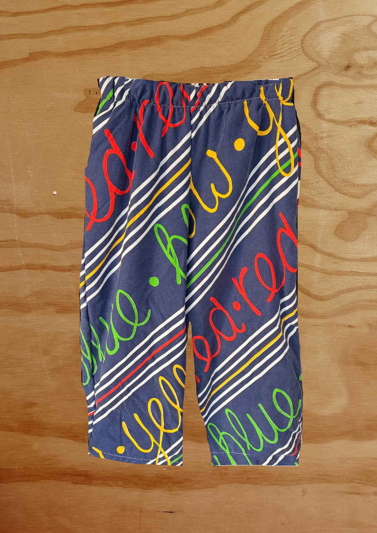Red Blue Yellow 80s retro print pant  Size / Age: 9-10