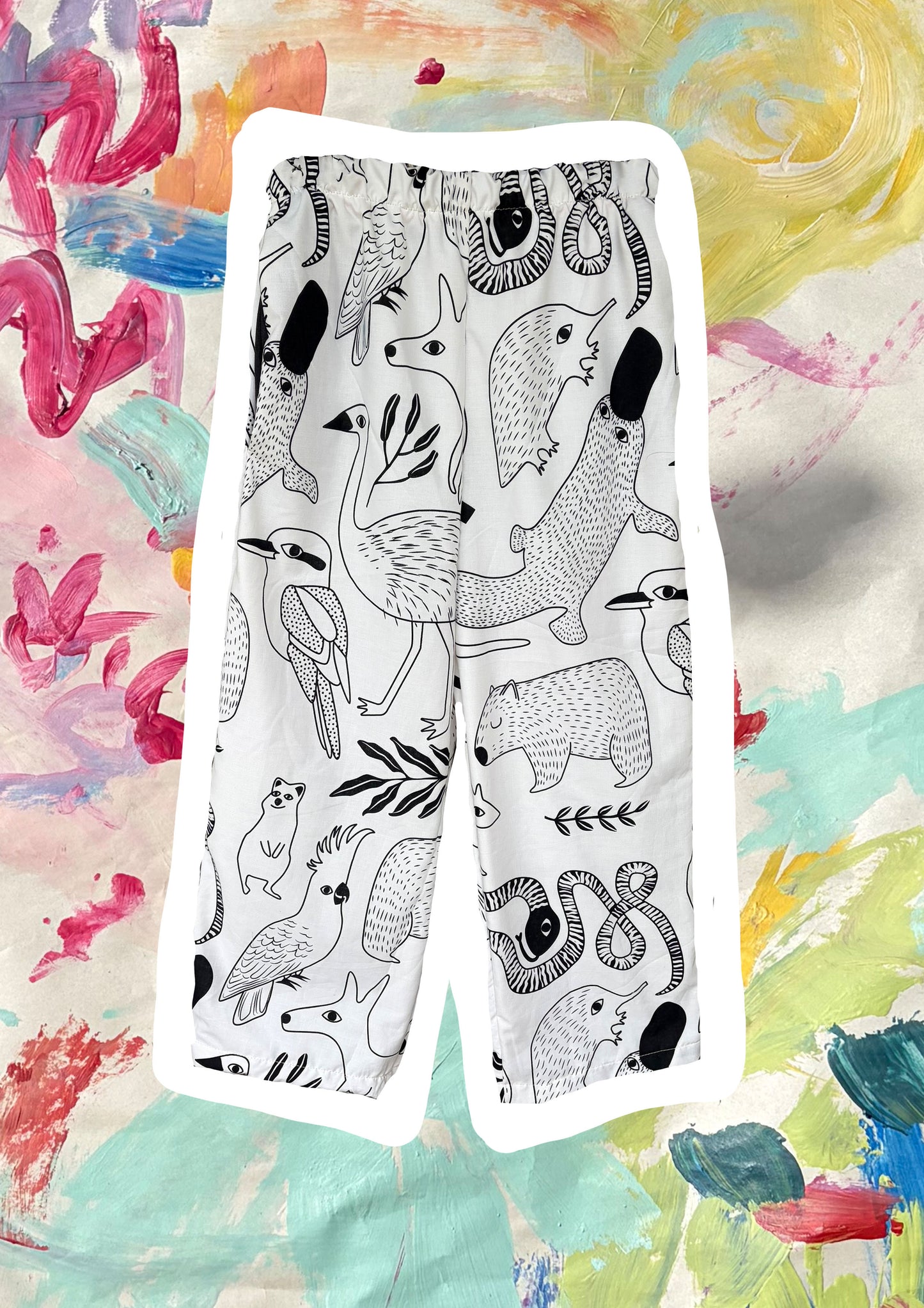 Black and white Australiana print pant  Size / Age: 11-12