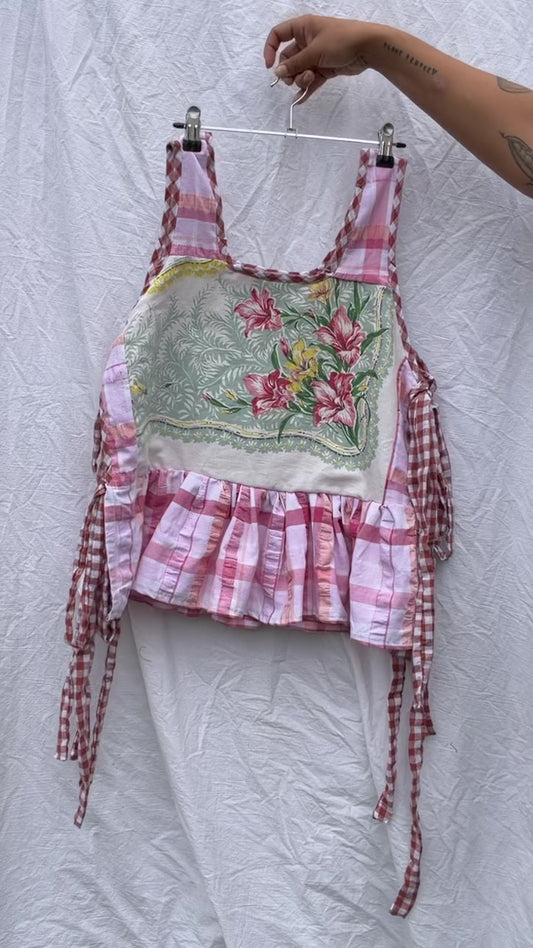 Pink Check Apron top Size L