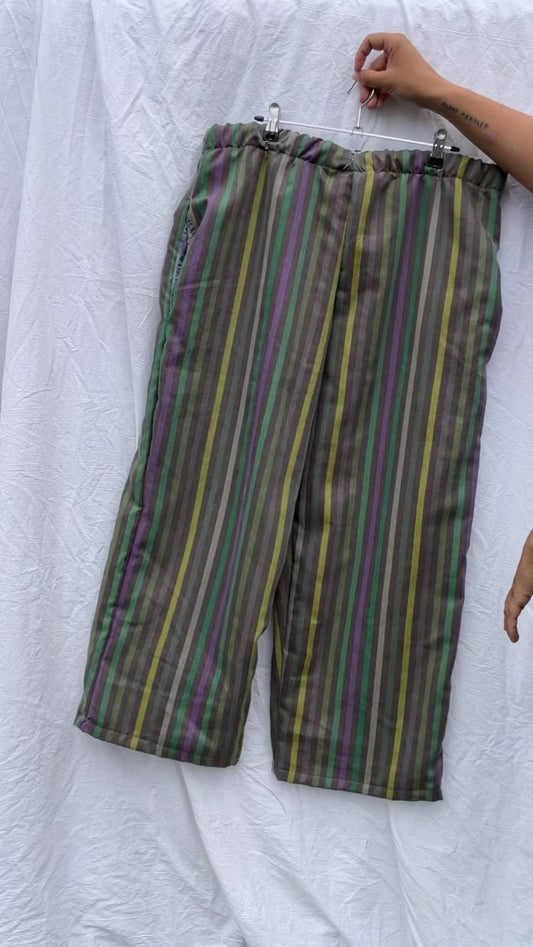 Purple and Chartreuse Pinstripe pant Size XL