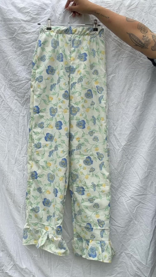 Vintage pansy wide leg frill pant Size S