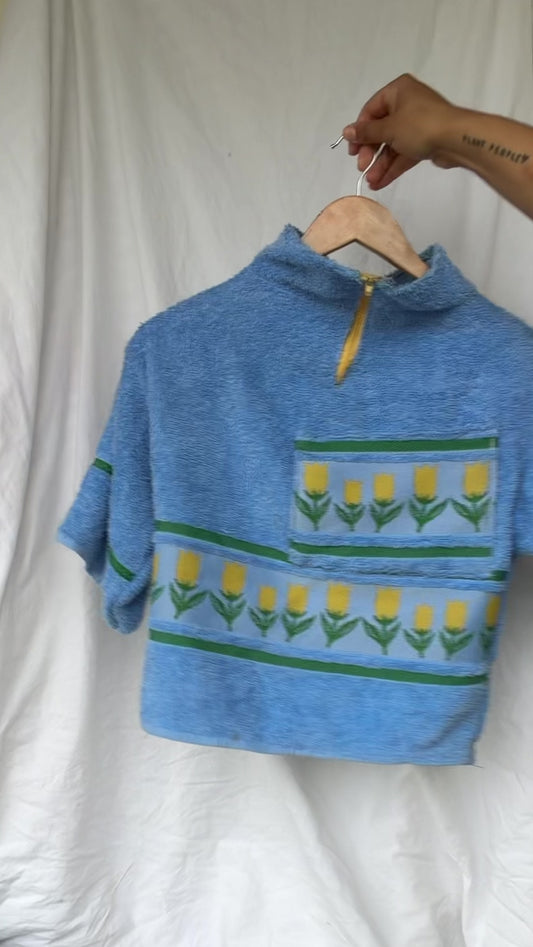 Vintage 1/4 zip towel tulip top