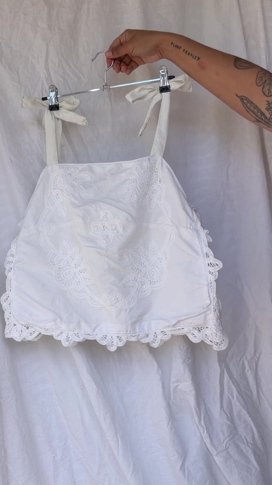 Reversible White Broderie Lace top